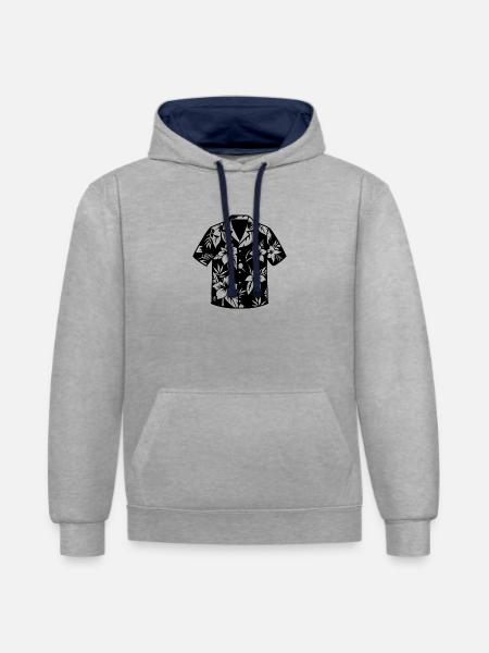 Hawaiihemd - Kontrast-Hoodie - Grau meliert/Navy
