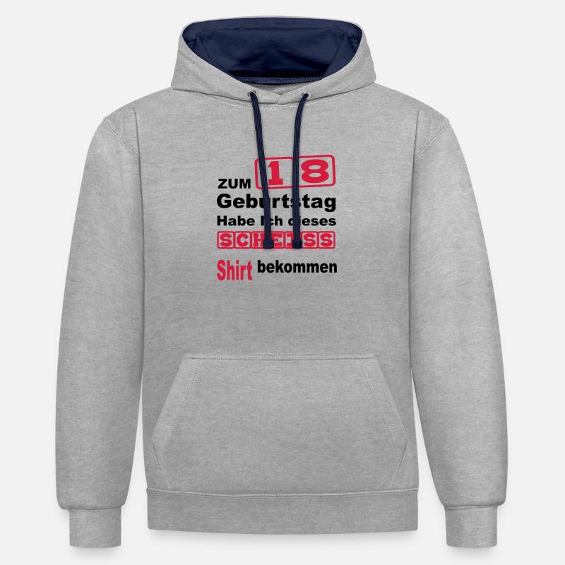 18e anniversaire - Sweat à capuche contrasté - gris chiné/bleu marine