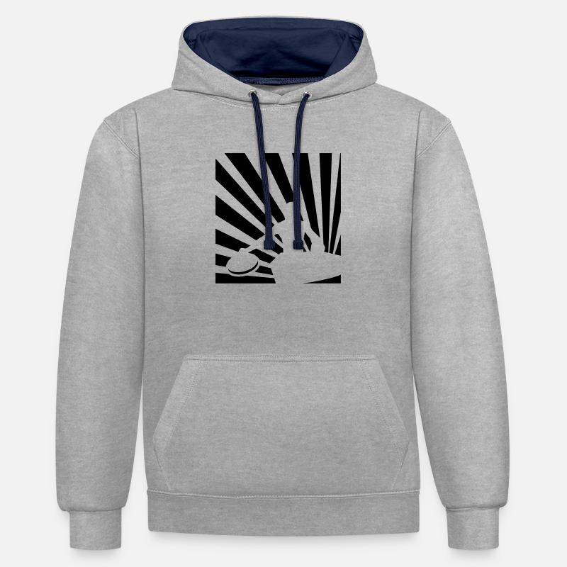 DeeJay - Sweat à capuche contrasté - gris chiné/bleu marine