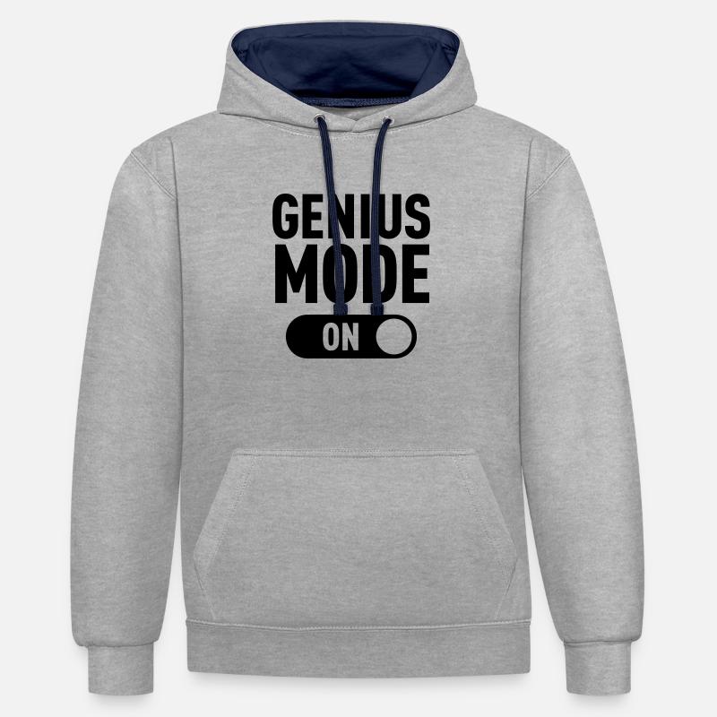Genius Mode (ON) - Kontrast-Hoodie - Grau meliert/Navy