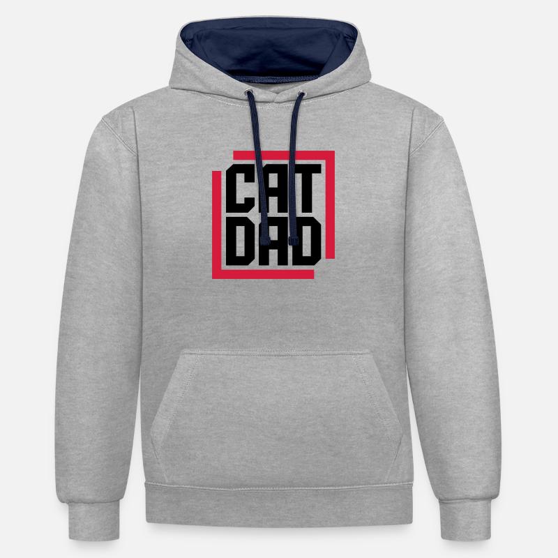 Conception du logo Cat Dad - Sweat à capuche contrasté - gris chiné/bleu marine