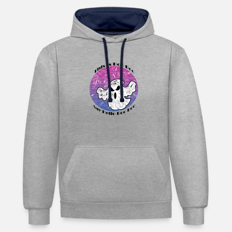 C’est Boo Boo - Sweat à capuche contrasté - gris chiné/bleu marine