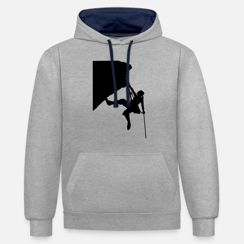 Escalade, Grimpeur. - Sweat à capuche contrasté - gris chiné/bleu marine