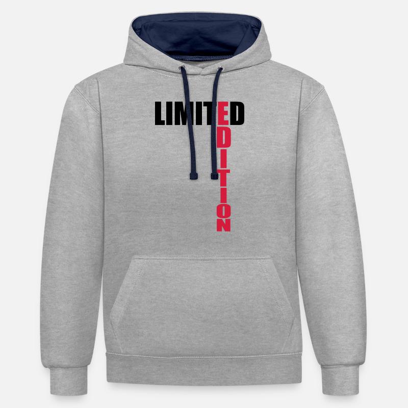 Limited Edition Text Logo - Sweat à capuche contrasté - gris chiné/bleu marine