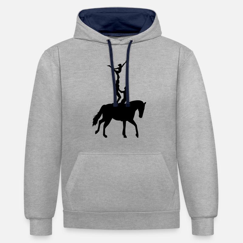 Voltige - Sweat à capuche contrasté - gris chiné/bleu marine