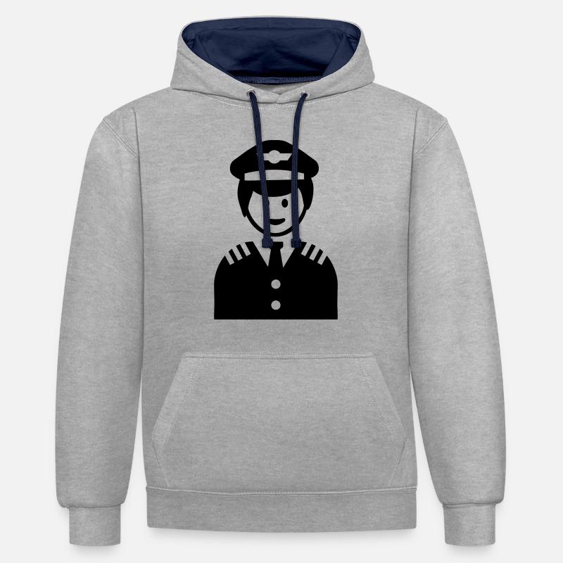 Pilotee - Sweat à capuche contrasté - gris chiné/bleu marine