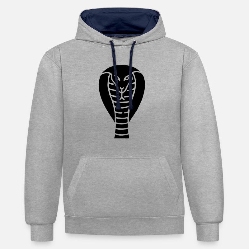 Symbole d’un serpent cobra indien - Sweat à capuche contrasté - gris chiné/bleu marine