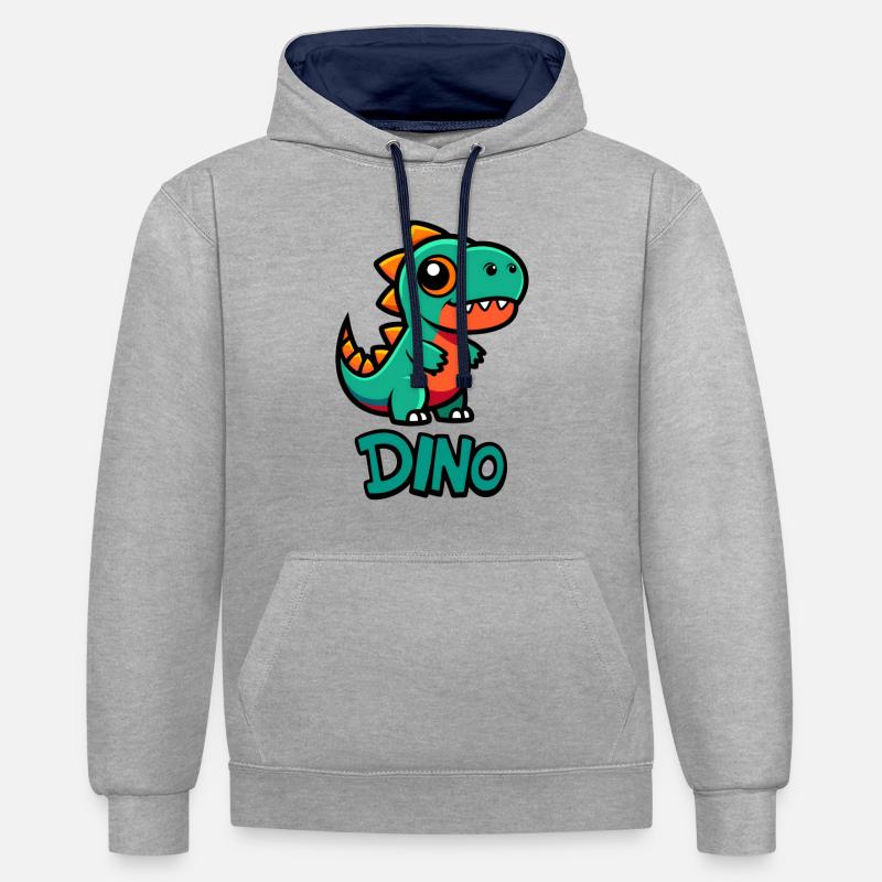 DINOSAURE - Sweat à capuche contrasté - gris chiné/bleu marine