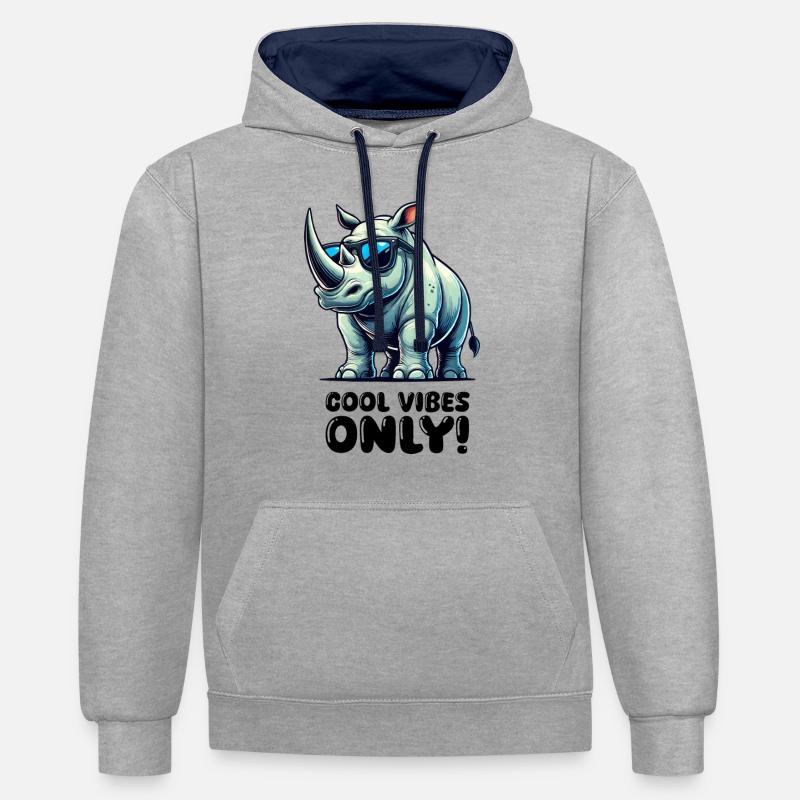 nashorn comic - Kontrast-Hoodie - Grau meliert/Navy