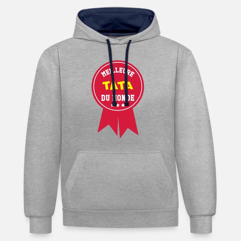 Meilleure Tata du monde - Sweat à capuche contrasté - gris chiné/bleu marine