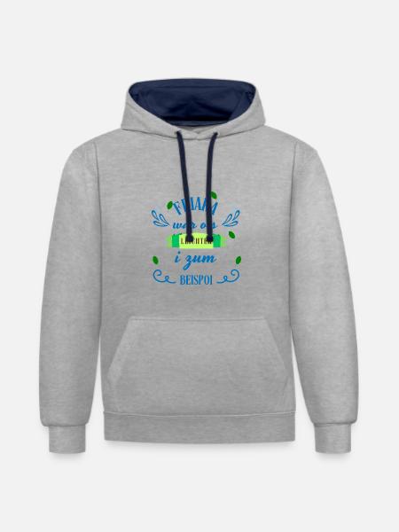 Friara...ois leichter - bayerischer Spruch - Kontrast-Hoodie - Grau meliert/Navy