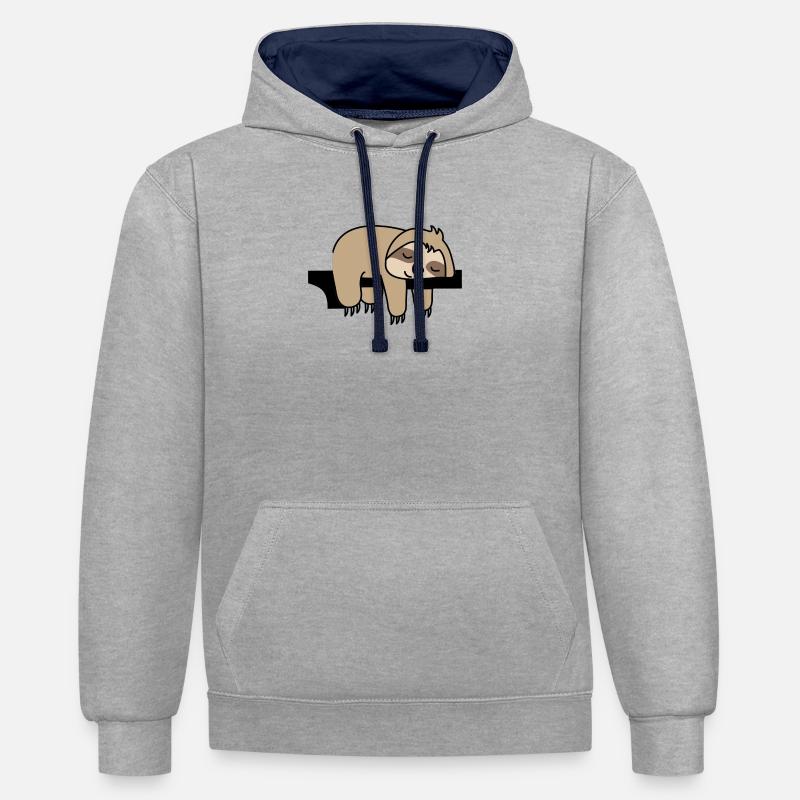 Cadeau mathématicien math paresseux - Sweat à capuche contrasté - gris chiné/bleu marine