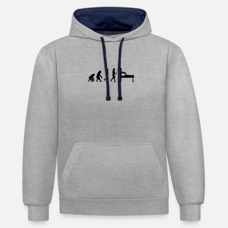 Physiotherapeut Phyio Evolution - Kontrast-Hoodie - Grau meliert/Navy