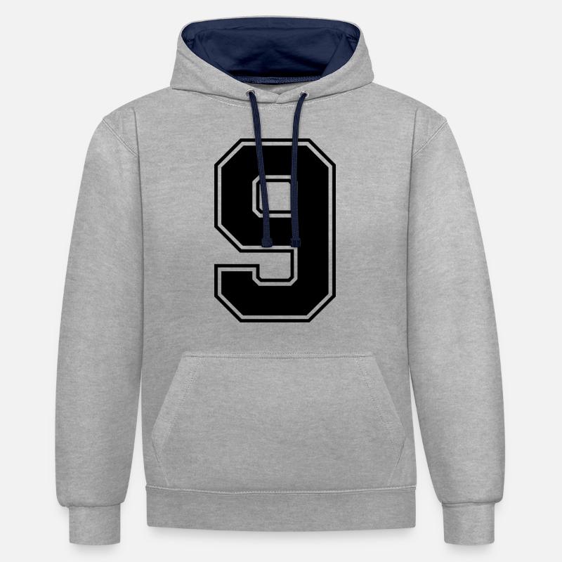 9 nombre de maillots - Sweat à capuche contrasté - gris chiné/bleu marine