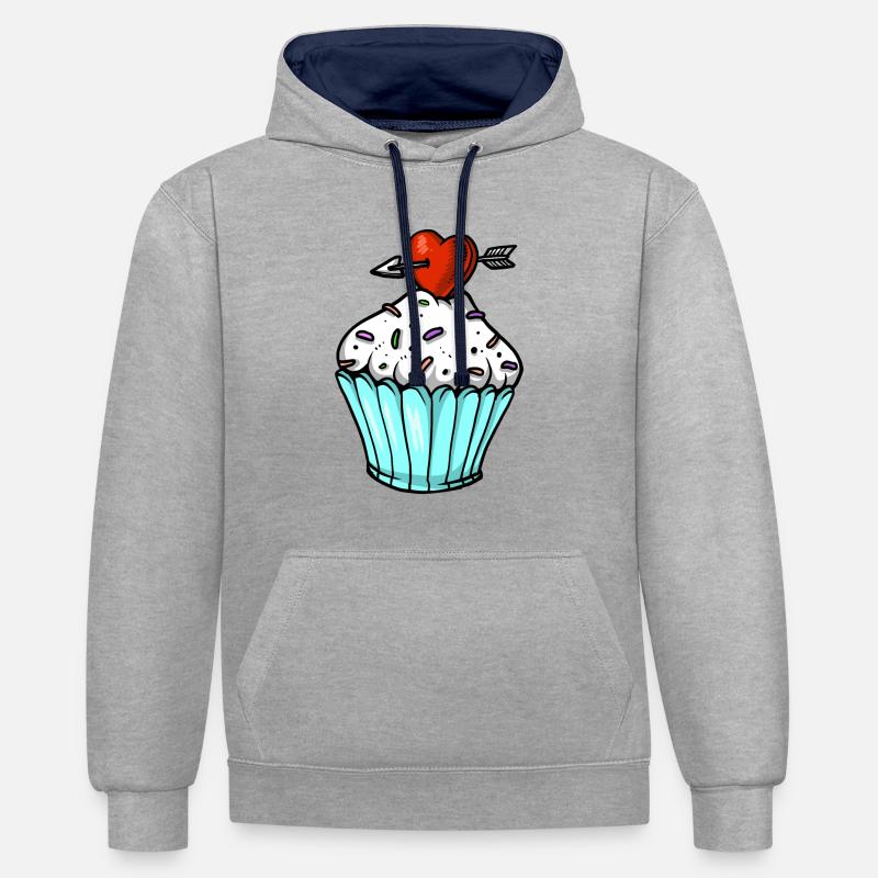 cupcake - Contrast hoodie - heather grey/navy