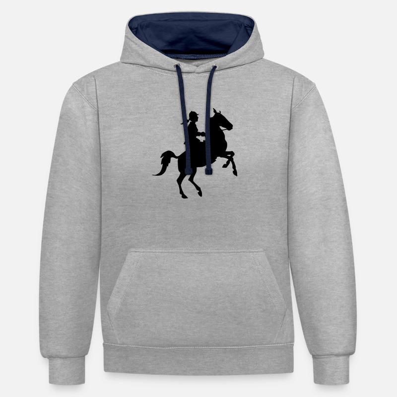 Cavalière - Sweat à capuche contrasté - gris chiné/bleu marine