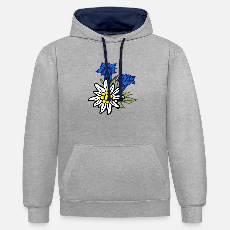 edelweiss_mit_enzian - Kontrast-Hoodie - Grau meliert/Navy