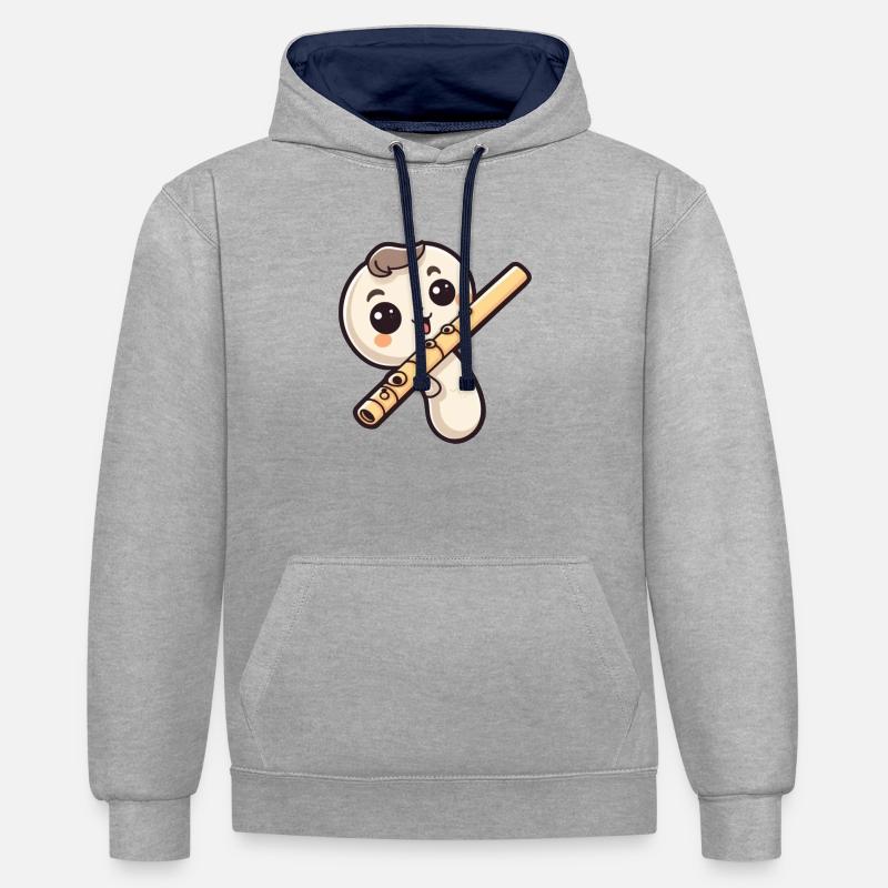 Flûte dans le style comique - Sweat à capuche contrasté - gris chiné/bleu marine