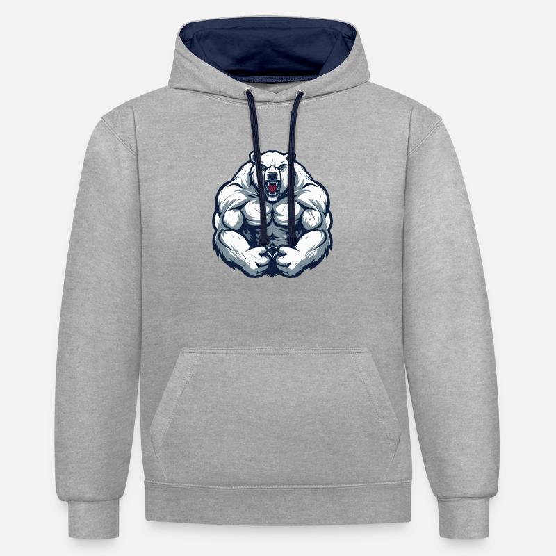 Eisbär Comic Workout - Kontrast-Hoodie - Grau meliert/Navy