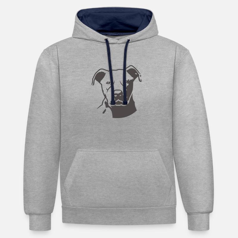 pitbull_head_front - Sweat à capuche contrasté - gris chiné/bleu marine