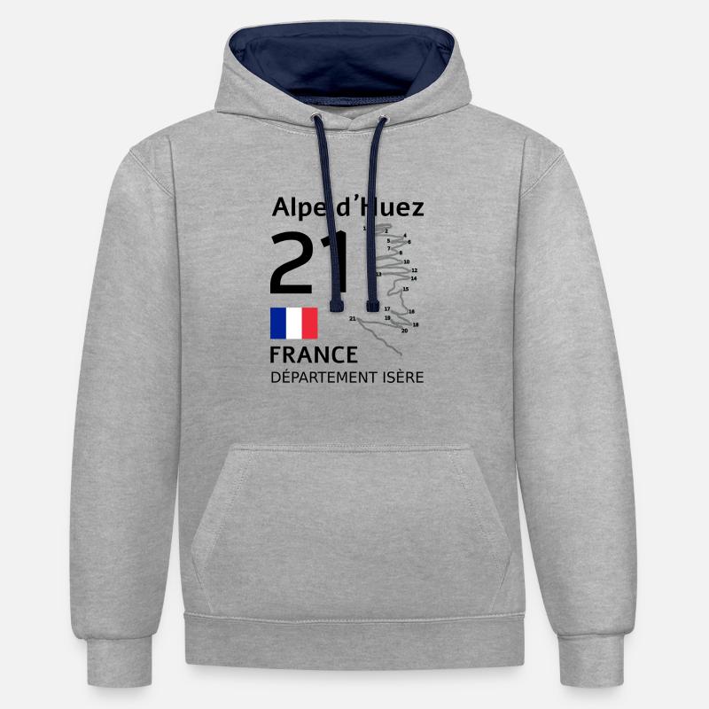 Alpe d’Huez - Sweat à capuche contrasté - gris chiné/bleu marine