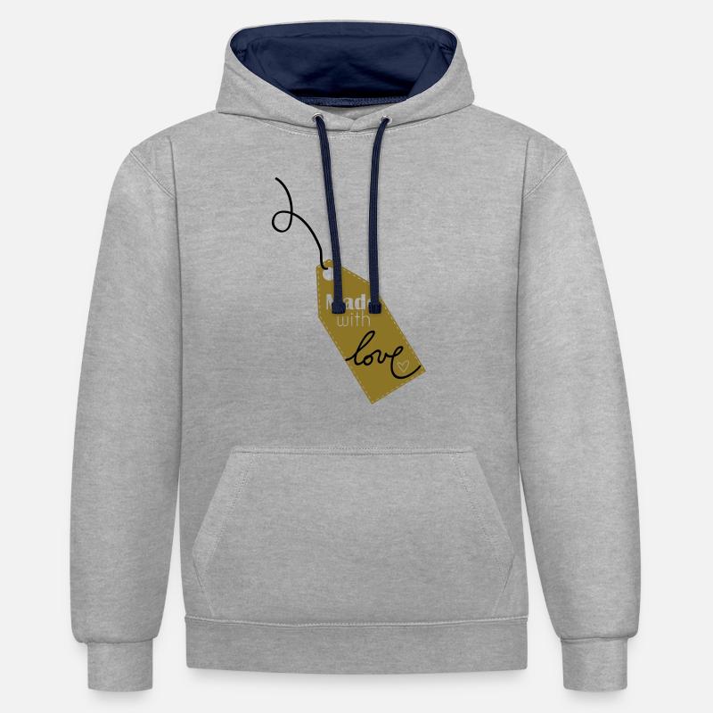 Made with love - Sweat à capuche contrasté - gris chiné/bleu marine