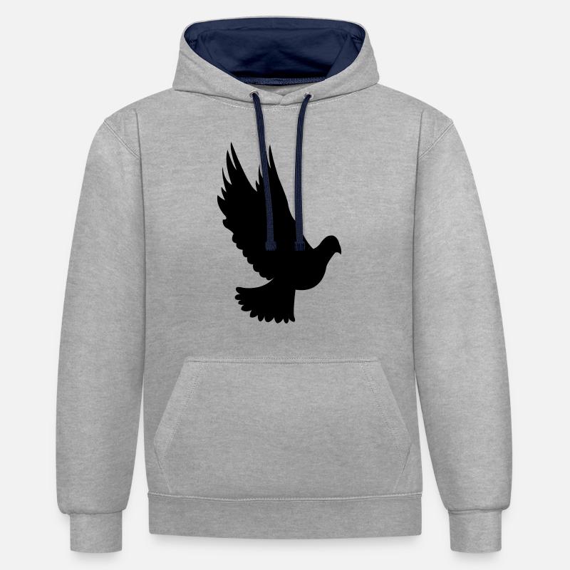 taube - Sweat à capuche contrasté - gris chiné/bleu marine