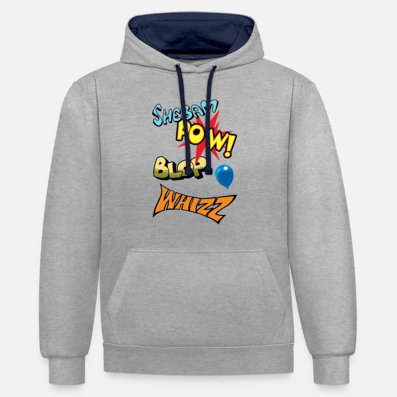 comic strip - Sweat à capuche contrasté - gris chiné/bleu marine