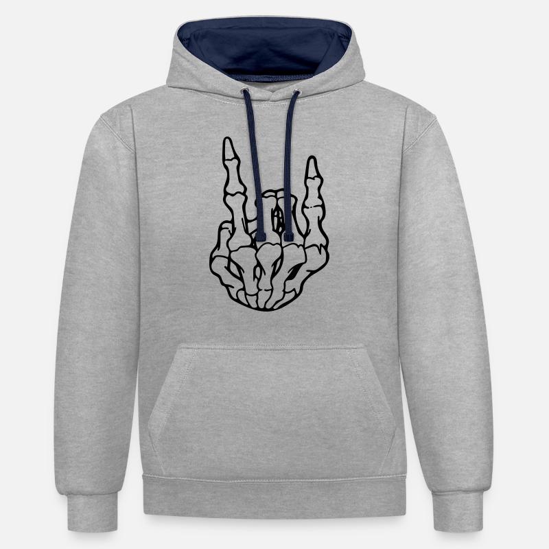 Roche - Sweat à capuche contrasté - gris chiné/bleu marine