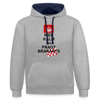 Kiep calm and praot Brabants, brabant's most beautiful - Contrast hoodie - heather grey/navy - Front - Liana (172cm) & Jaron (178cm)