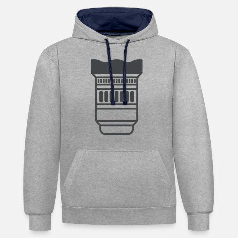 Objectif de caméra - Sweat à capuche contrasté - gris chiné/bleu marine