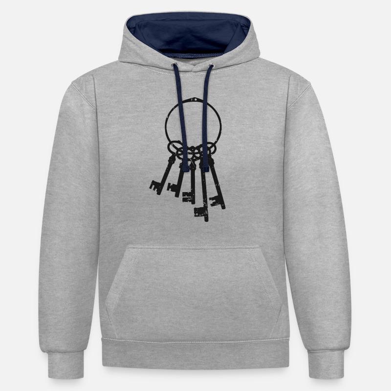Jeu de clés - Sweat à capuche contrasté - gris chiné/bleu marine