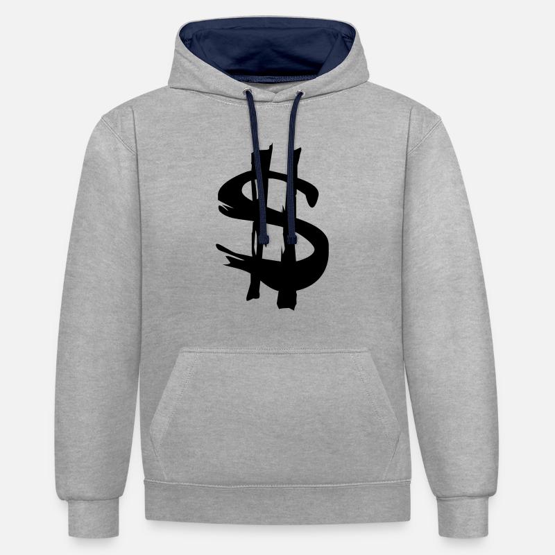dollar - Sweat à capuche contrasté - gris chiné/bleu marine