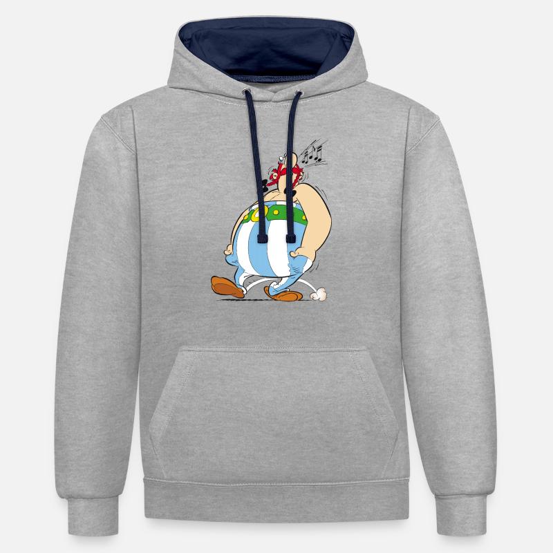 Asterix & Obelix - Obelix is singing - Kontrastluvtröja - gråmelerad/marinblå