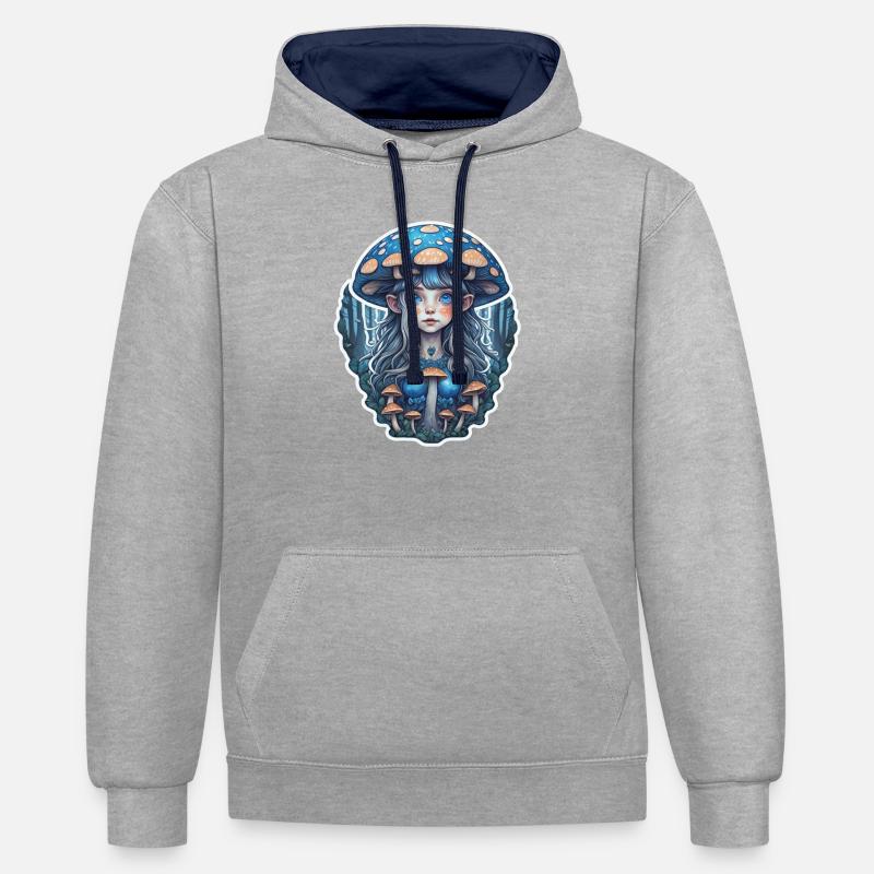 Elfe - Sweat à capuche contrasté - gris chiné/bleu marine