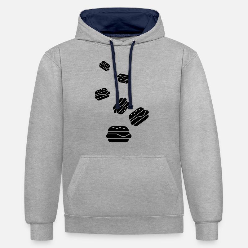 Silhouette de l’icône du hamburger - Sweat à capuche contrasté - gris chiné/bleu marine