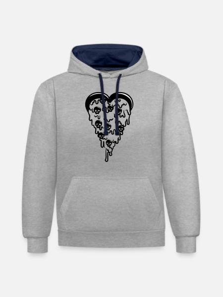 Pizza of Skulls - Contrast hoodie - heather grey/navy