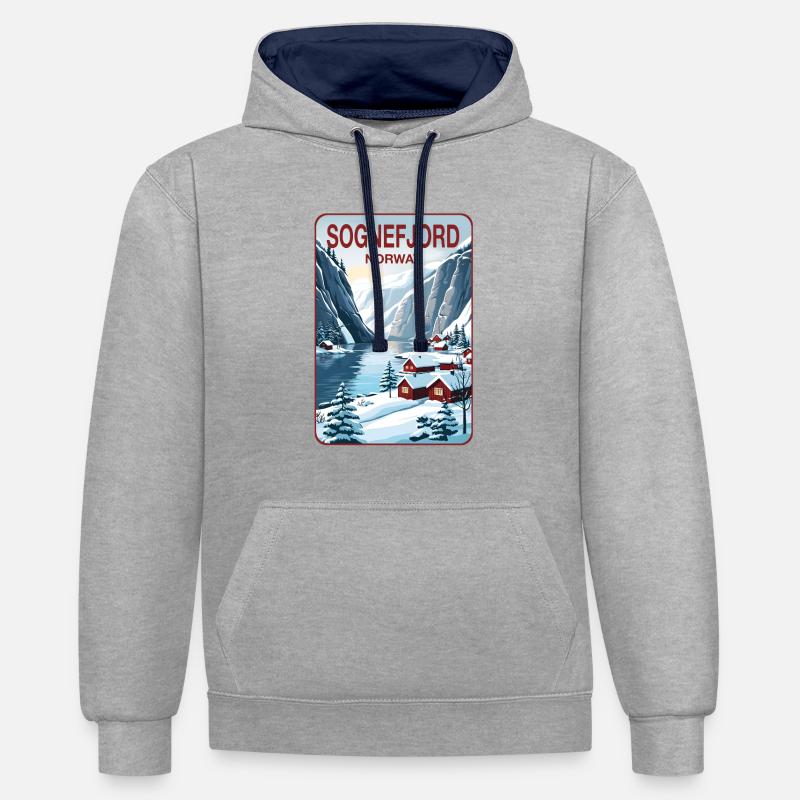 Sognefjord 02 - Sweat à capuche contrasté - gris chiné/bleu marine