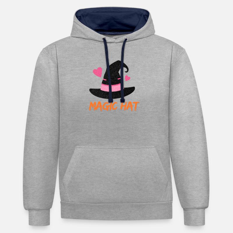 Magic hat - Pink Glitter Magic Hat - Contrast hoodie - heather grey/navy
