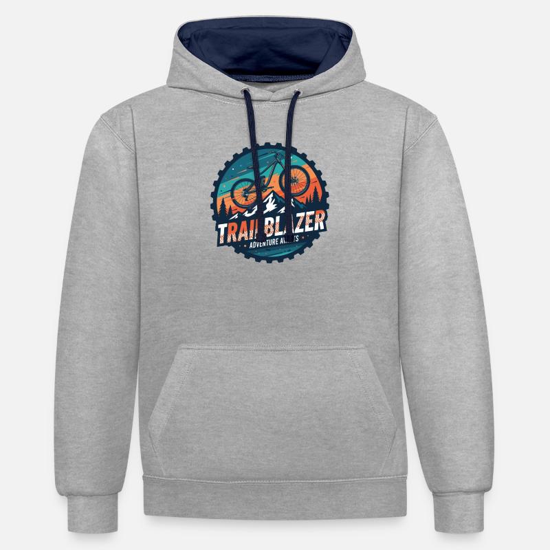 Aventure de VTT Trailblazer - Sweat à capuche contrasté - gris chiné/bleu marine