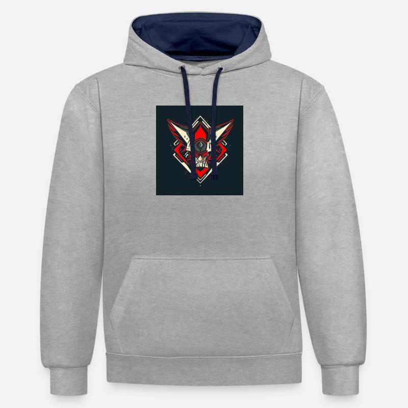 Emblème du guerrier de Schädel - Sweat à capuche contrasté - gris chiné/bleu marine