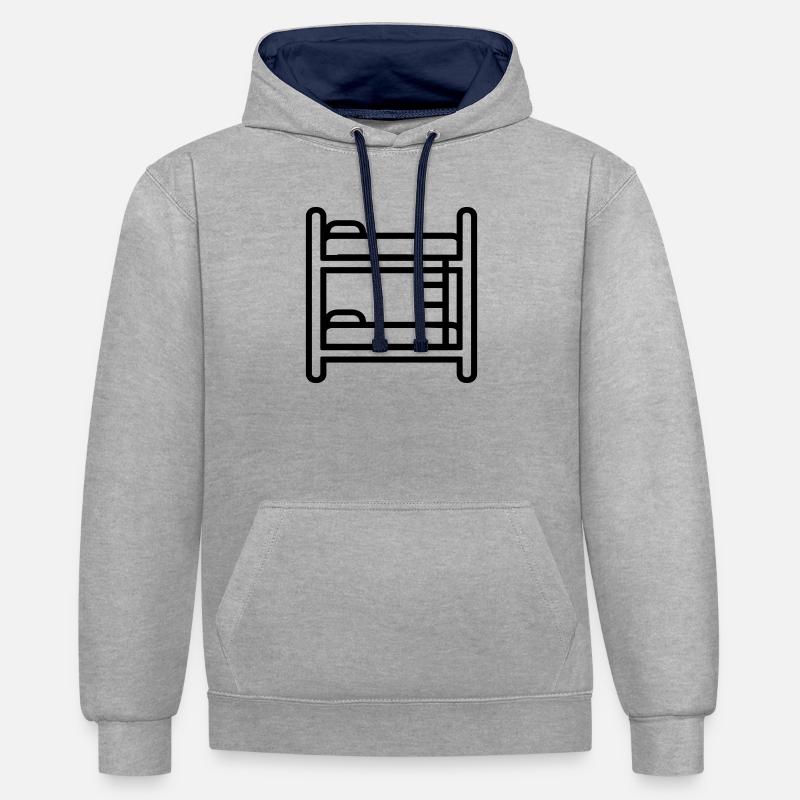 lit superposé - Sweat à capuche contrasté - gris chiné/bleu marine