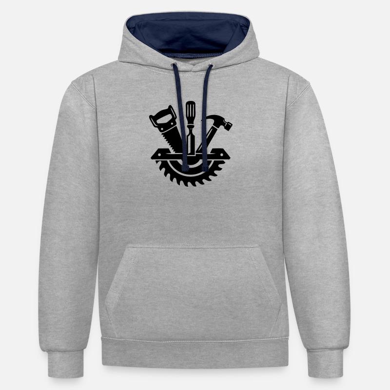 Carpenter Tool – Carpenter Logo - Contrast hoodie - heather grey/navy