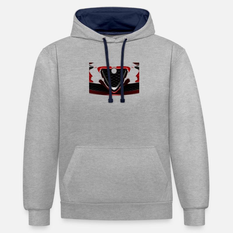 La grille de devant - Sweat à capuche contrasté - gris chiné/bleu marine