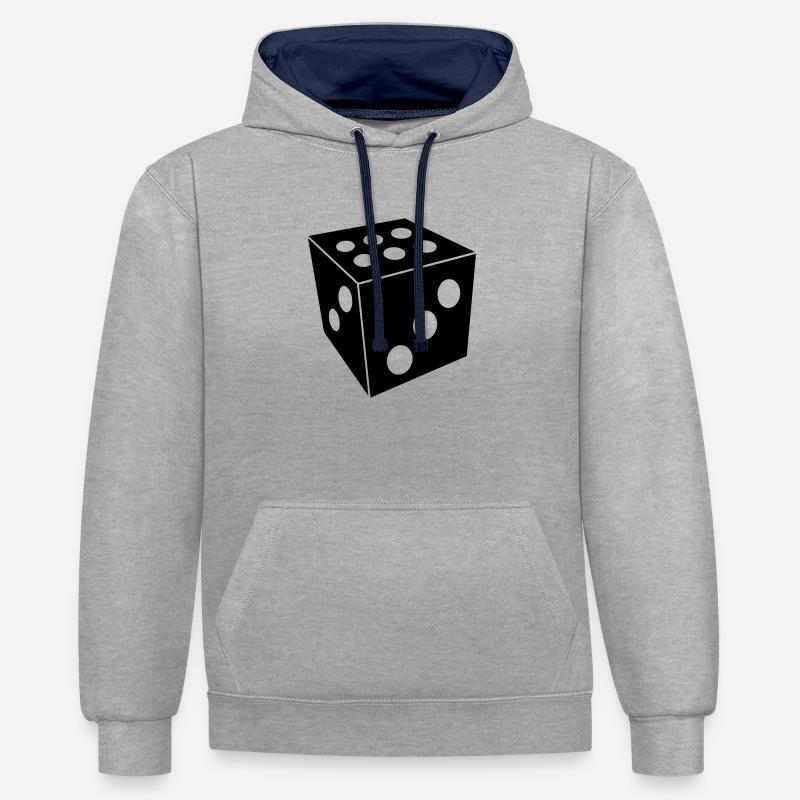 cube - Sweat à capuche contrasté - gris chiné/bleu marine