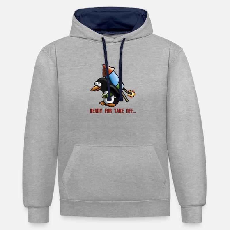 rocket_pinguin_e - Contrast hoodie - heather grey/navy