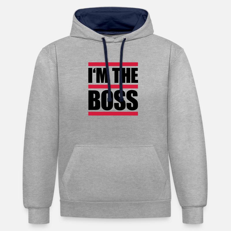 I'm The Boss Lines Logo - Sweat à capuche contrasté - gris chiné/bleu marine