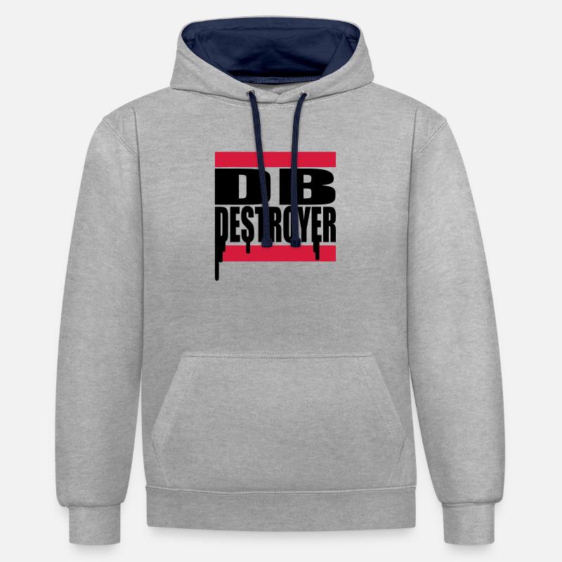db_2f_2 - Kontrast-Hoodie - Grau meliert/Navy