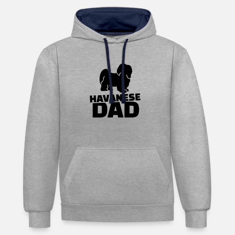 Havanese Dad - Contrast hoodie - heather grey/navy