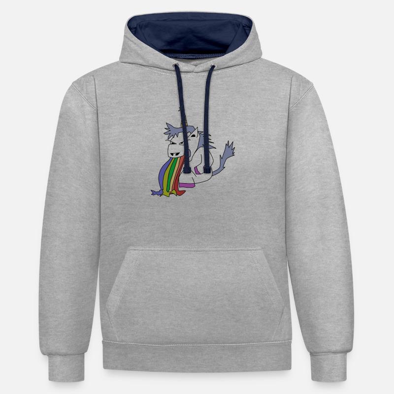 Licorne dégueulasse - Sweat à capuche contrasté - gris chiné/bleu marine